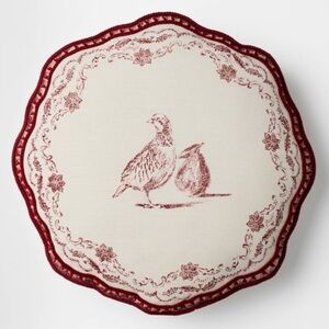 Cream and Burgundy Partridge Pillow - Christmas 2025 - Studio McGee Threshold